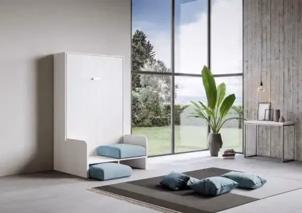 Letto a scomparsa una piazza e mezzo Kentaro Itamoby con divano bianco e azzurro – 2