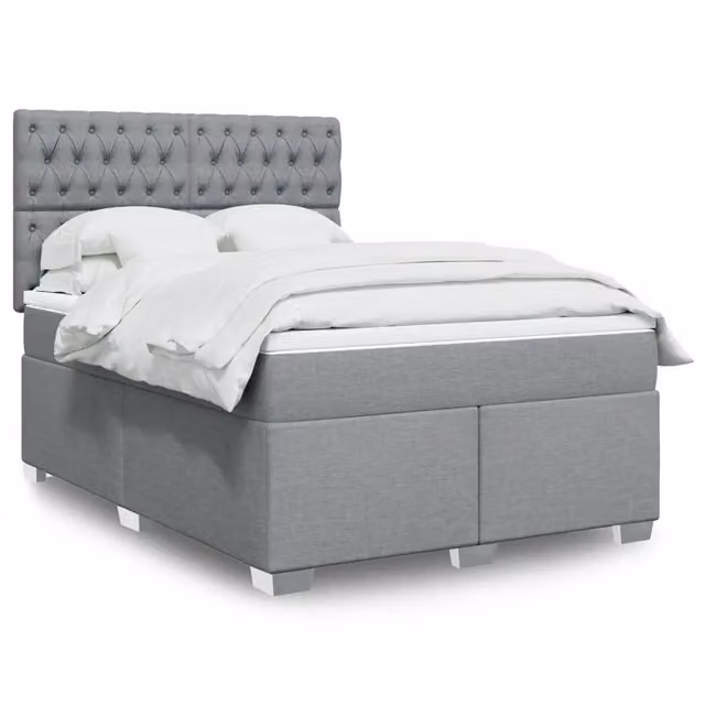 Letto a molle con materasso ibrido vidaXL, colore grigio chiaro e bianco, L/P/H: 140 x 200 cm