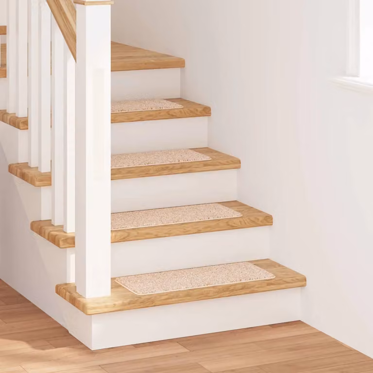 Set di 15 tappetini antiscivolo per scale vidaXL in polipropilene, colore beige, L: 60 cm x P: 25 cm