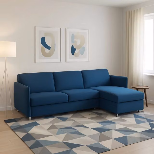 Divano a L con penisola reversibile Posina DMORA blu L/P/H: 260 x 160 cm – 1