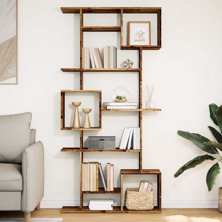 Libreria vidaXL in Legno e MDF Marrone Classico da Parete L: 92 cm, P: 29 cm, H: 188 cm