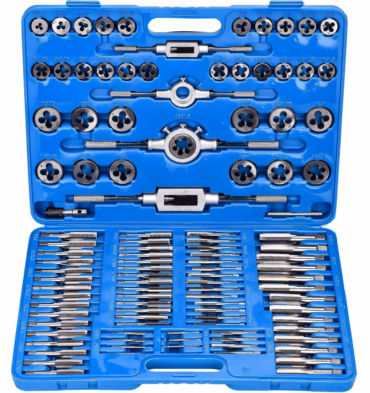 Set professionale da 110 pezzi per il taglio di filettature, da M2 a M18