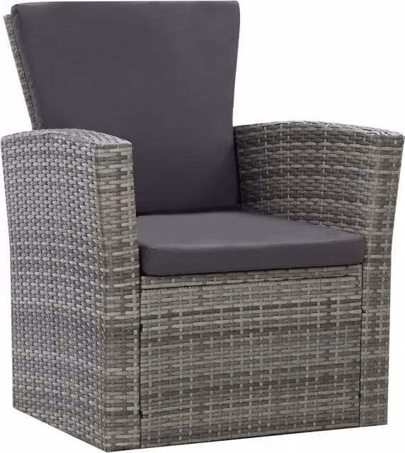 Set da giardino moderno vidaXL in rattan e metallo con piano in vetro, colore grigio