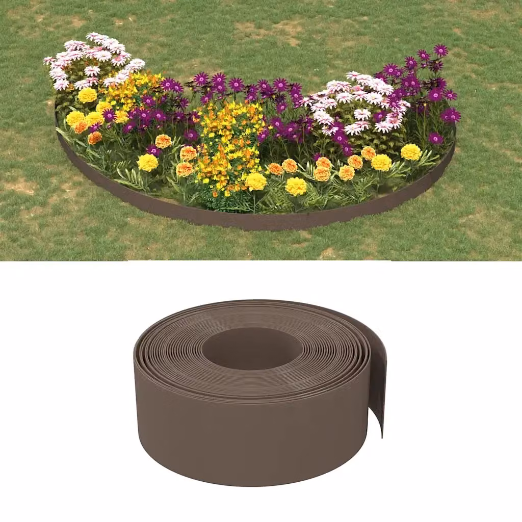 Set di 3 bordure da giardino ornamentali DESIGN IN in polietilene, colore marrone, L/P/H: 10 m x 20 cm – 2