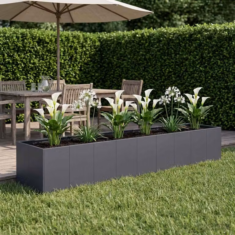 Vaso da giardino vidaXL in metallo colore Antracite L: 360 cm, P: 80 cm, H: 60 cm