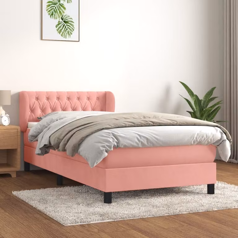Maison Exclusive - Giroletto a Molle con Materasso Rosa 100x200 cm in Velluto