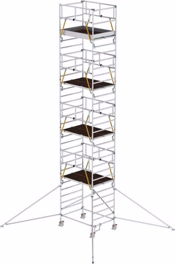 Ponteggio mobile SG 1,35 x 1,80 m con braccio e doppia piattaforma; altezza della piattaforma 8,39 m