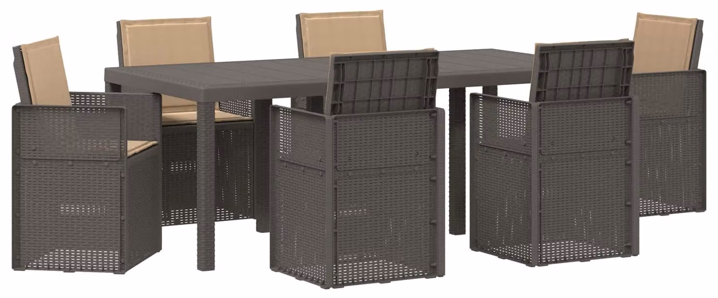 Set da Pranzo per Giardino 7 pcs Grigio chiaro e Tortora PP