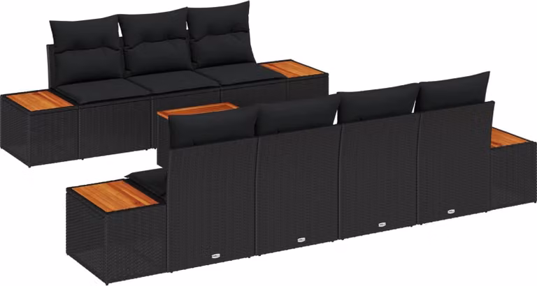 Maison Exclusive - Set Divano da Giardino con cuscino 8 pcs Nero Poly Rattan