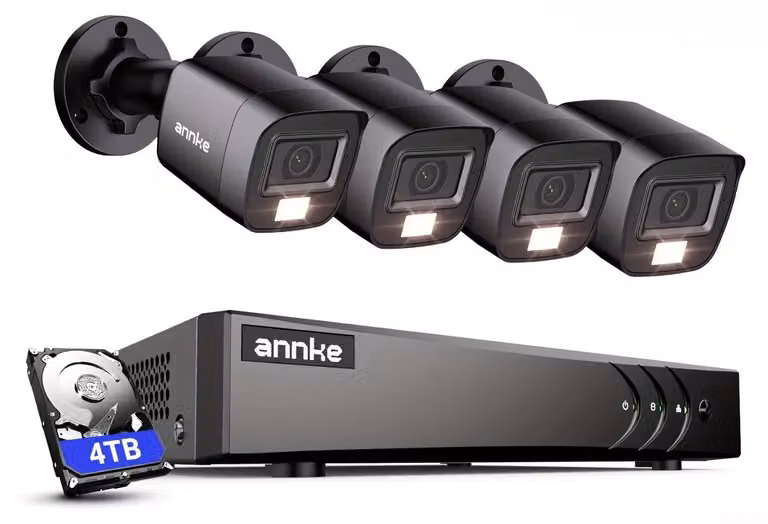 Sistema di sicurezza – 4K Full HD 1080p – Rilevamento intelligente di persone e veicoli – 4TB di capacità di archiviazione – Visione notturna fino a 20 metri