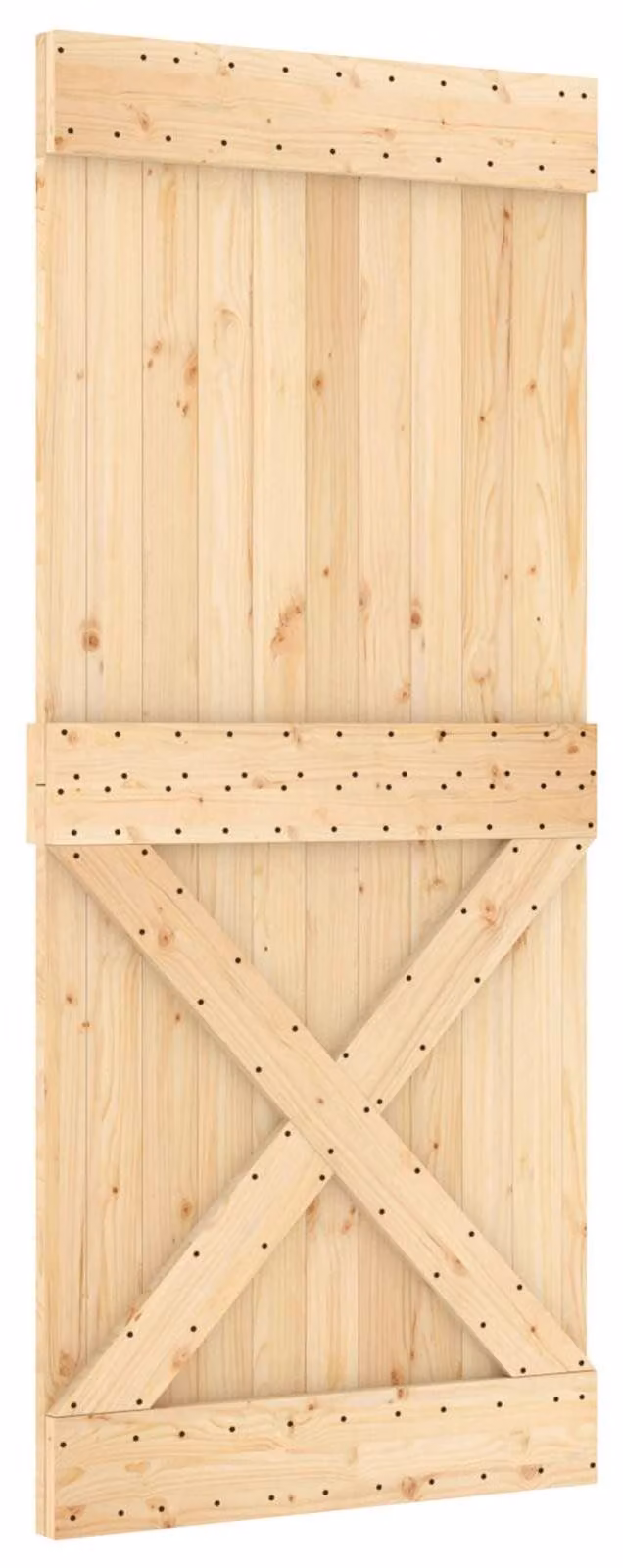 Porta scorrevole NARVIK Naturale e Nero 90 x 210 cm (213,5 cm)