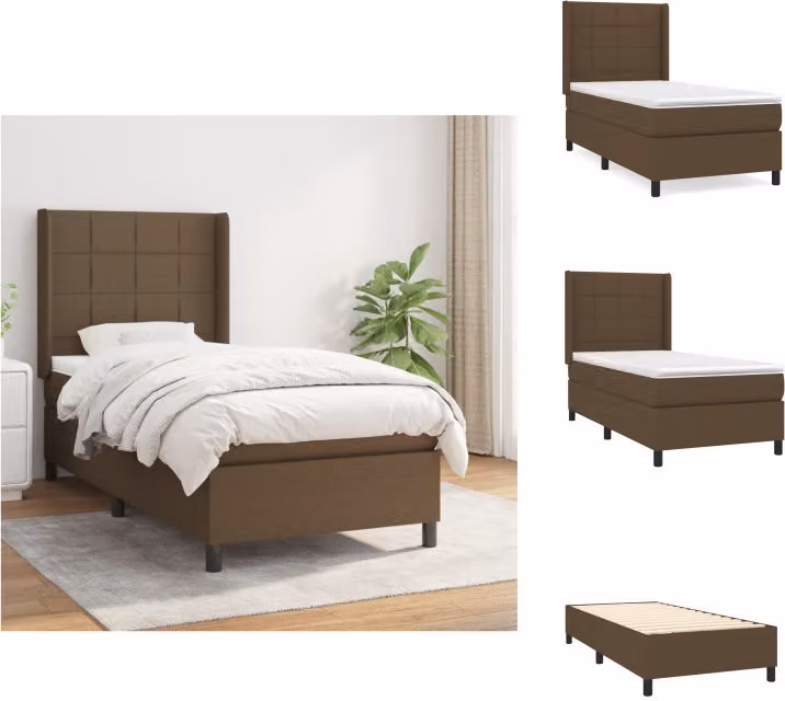 vidaXL Letto a molle con materasso in tessuto marrone scuro 100x200 cm - Letti e strutture letto