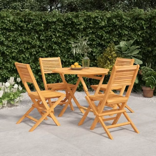 Set da pranzo per giardino vidaXL in legno di teak marrone composto da 5 pezzi