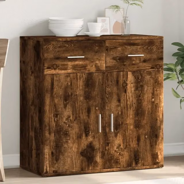 Credenza moderna vidaXL in legno rovere fumo marrone L: 79 cm, P: 38 cm, H: 80 cm