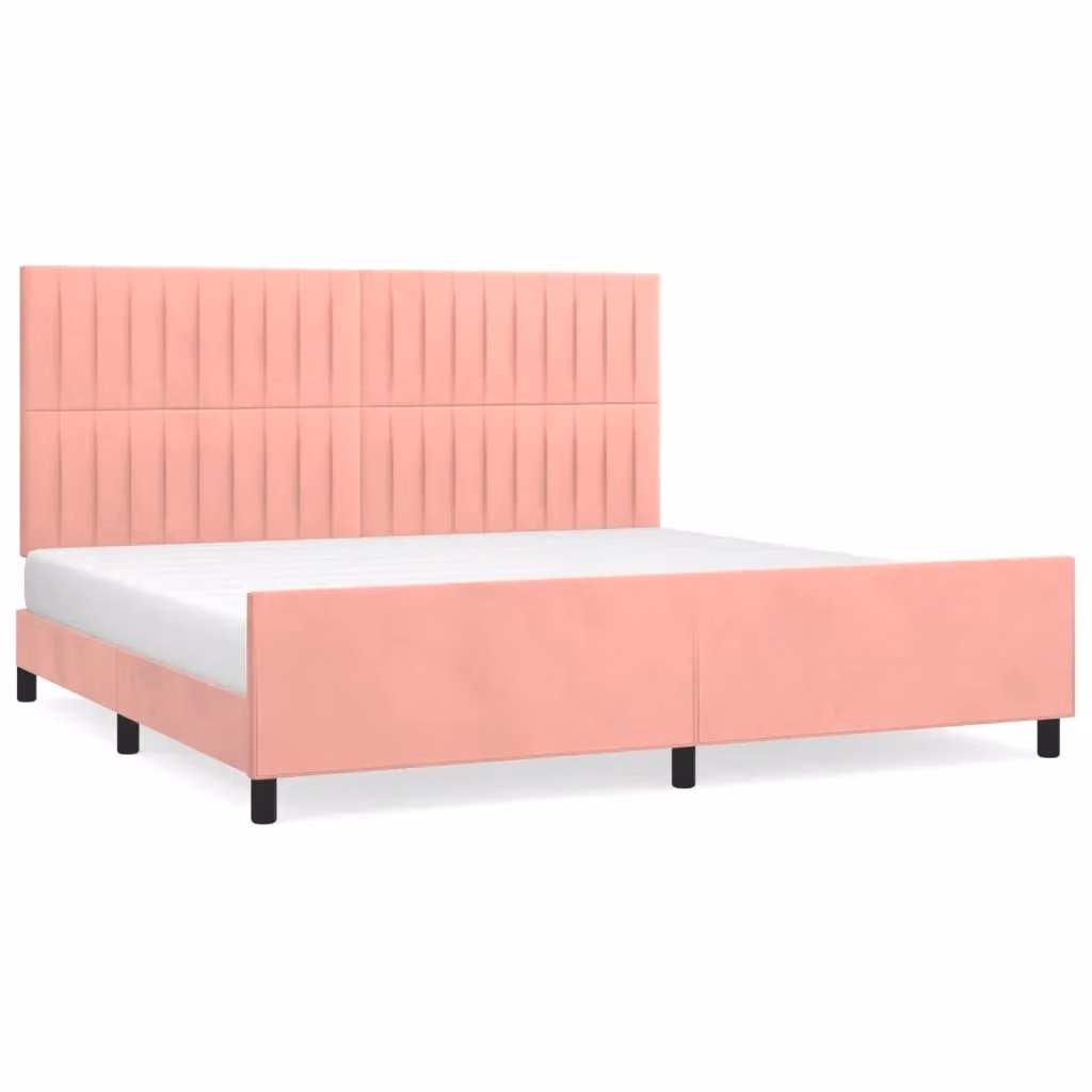 vidaXL Giroletto con Testiera in Velluto Rosa L/P/H: 200 x 200 x 128 cm – 2