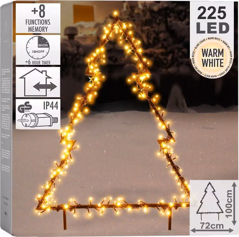Vilde albero di Natale decorativo illuminato a LED per esterni in metallo 225 LED 100 cm