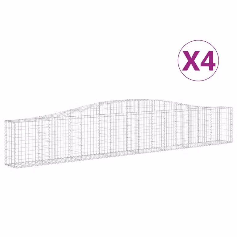 Cesti Gabbioni ad Arco 4 pz 400x30x60/80 cm Ferro Zincato