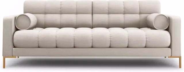 Divano 3 posti Bali Cosmopolitan Design in tessuto beige e oro con struttura in metallo per il tuo soggiorno – 1