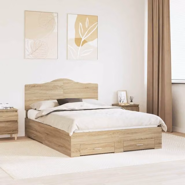 Struttura del letto con cassetto Rovere Sonoma 150 x 200 cm 3413589