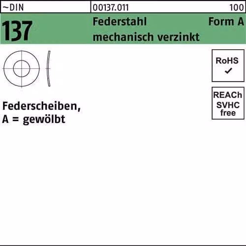 Rondelle elastiche Reyher DIN 137 Federst. A 6 mech Zn 001370110060000 (1000 pz.)