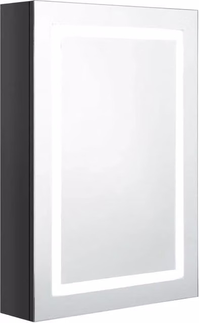 Armadietto da bagno moderno Design In con specchio e illuminazione LED nero lucido L: 50 cm, P: 13 cm, H: 70 cm