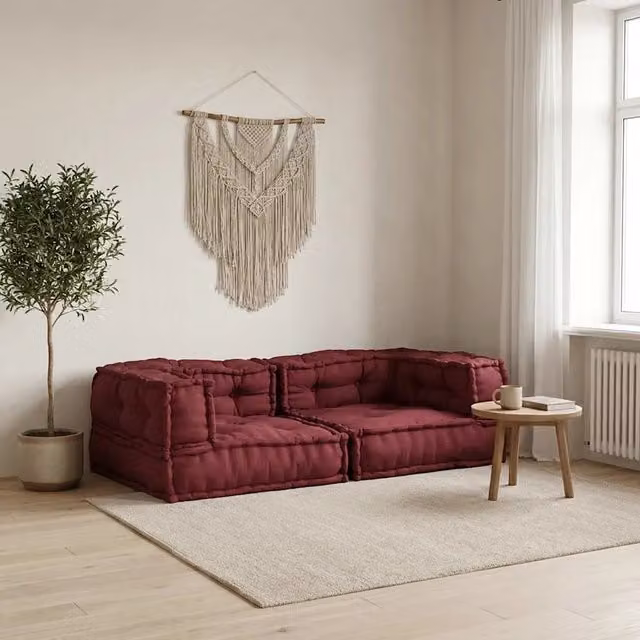 Divano Modulare a 2 Posti vidaXL Soft Body in Tessuto Marrone Rossiccio L: 140 cm, P: 70 cm, H: 36 cm – 1