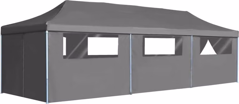 The Living Store tenda pieghevole per feste pop-up con 8 pareti laterali 3x9 m antracite