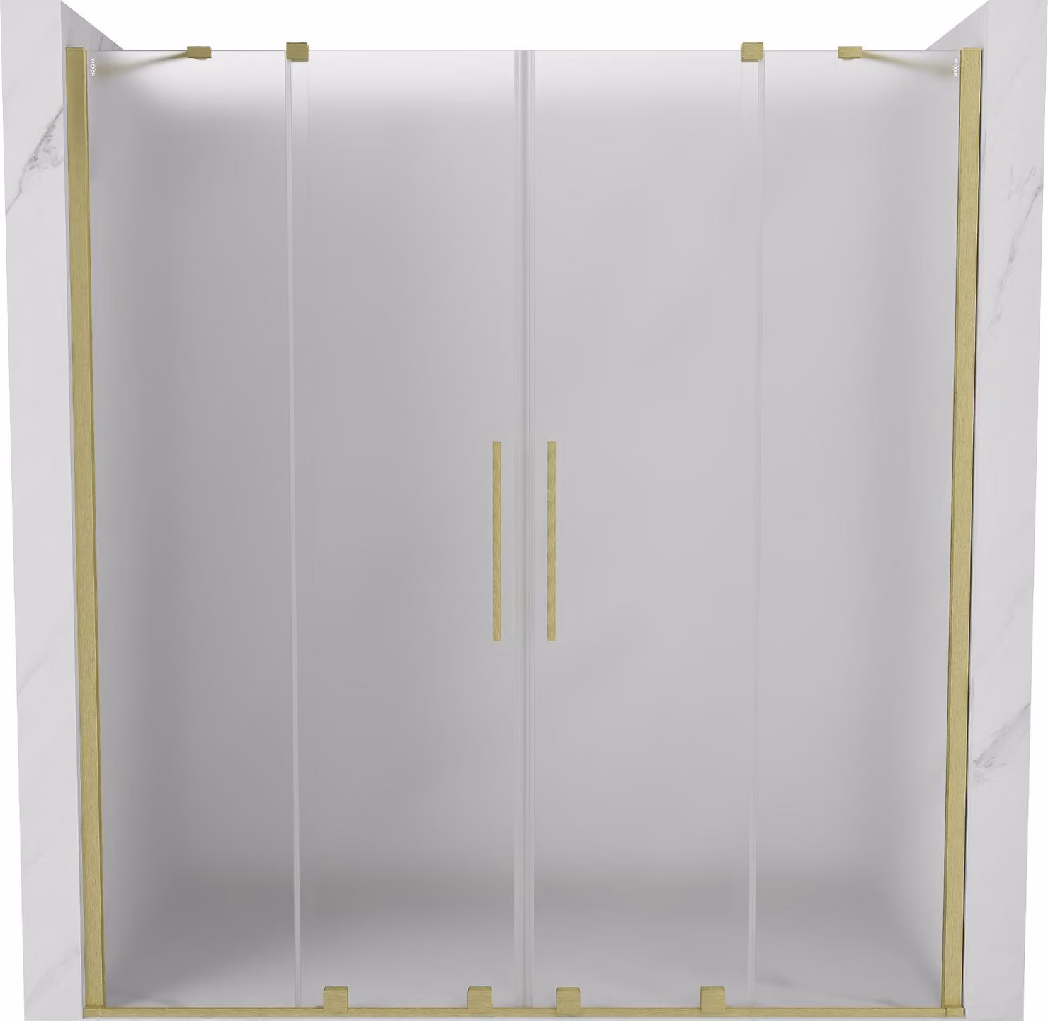 Mexen Velar Duo porta doccia scorrevole 170 cm, effetto ghiaccio, oro spazzolato - 871-170-000-32-55