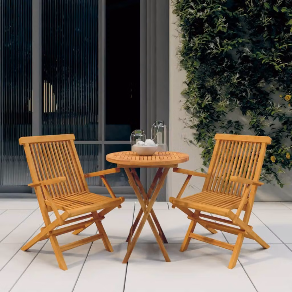 The Living Store Set da pranzo da giardino 3 pz. Set da pranzo da giardino in legno massiccio teak