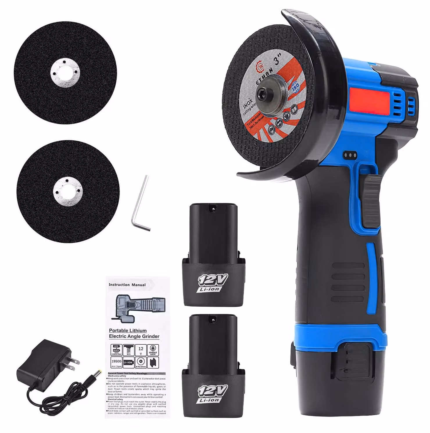 Mini smerigliatrice angolare – Dispositivo portatile senza fili – Batteria ricaricabile al litio – Batteria inclusa – Per tagliare e lucidare – Modello C-2