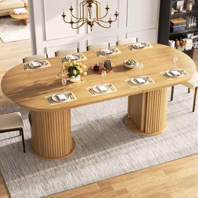 Tavolo da pranzo allungabile ULEVR 150-190x80x75 cm con vano nascosto e struttura interna in metallo, naturale