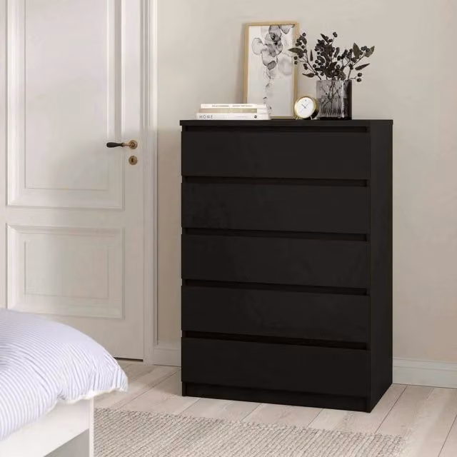 Cassettiera Ansel DMORA nera per camera da letto e soggiorno, L 77 cm x P 50 cm x H 111,3 cm – 1