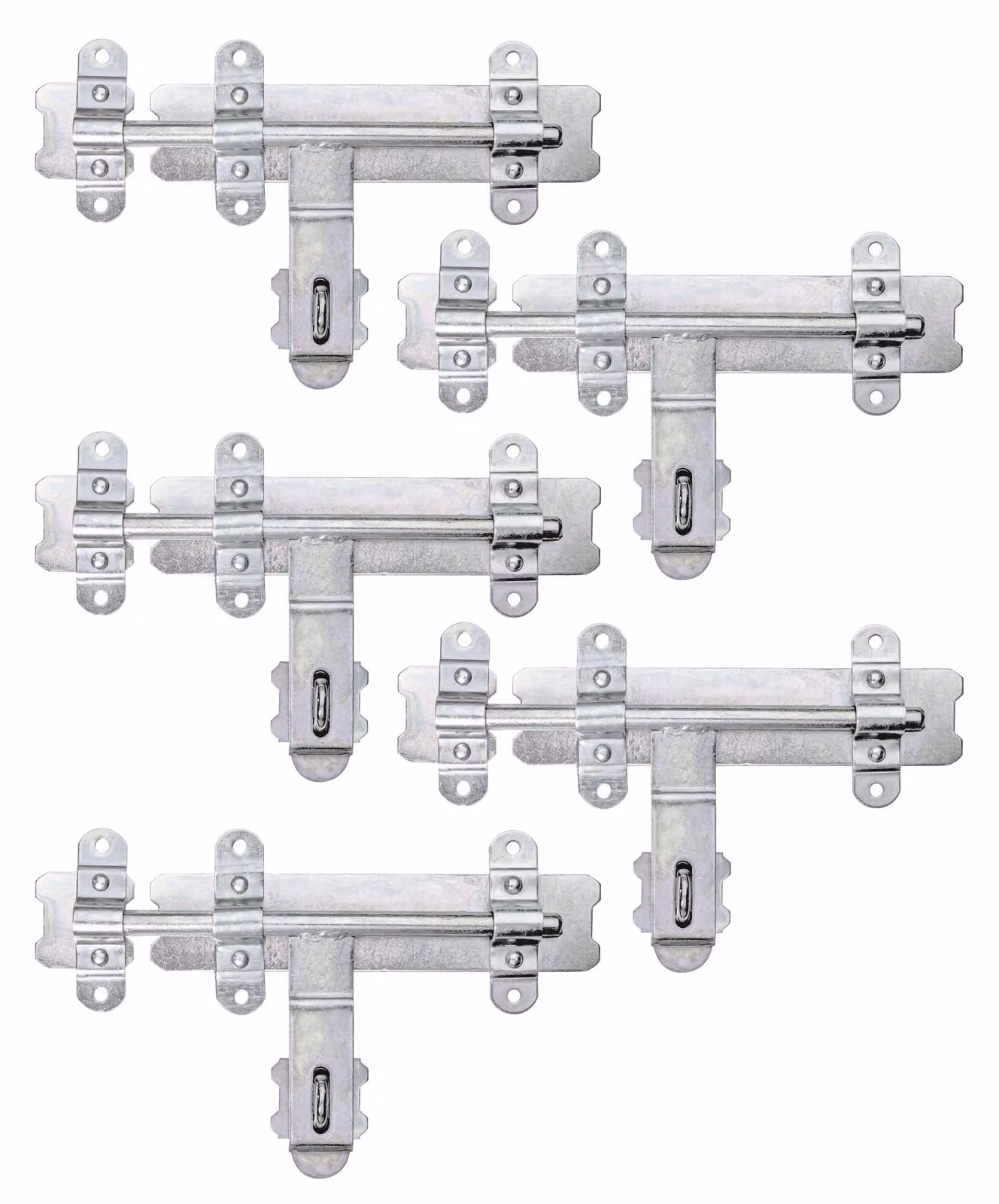 Alberts 830984 Catenaccio, con impugnatura rotonda e anello fisso, zincato, passivato a film spesso, piastra 280 x 60 mm, bullone Ø 16 mm, lunghezza totale 340 mm, set da 5