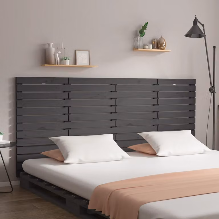 Testiera da parete vidaXL in legno massello di pino, colore grigio, L: 206 cm, P: 3 cm, H: 91,5 cm
