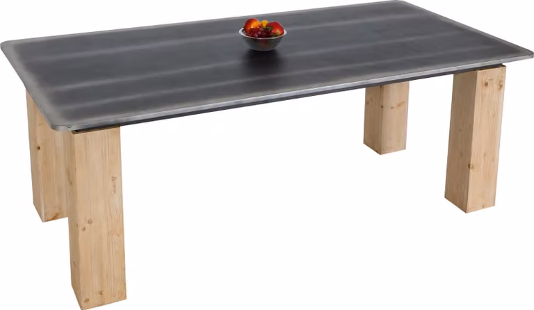 Tavolo da pranzo HWC-L76, tavolo da sala da pranzo, legno massiccio industriale MVG 200x100cm, naturale con aspetto metallico