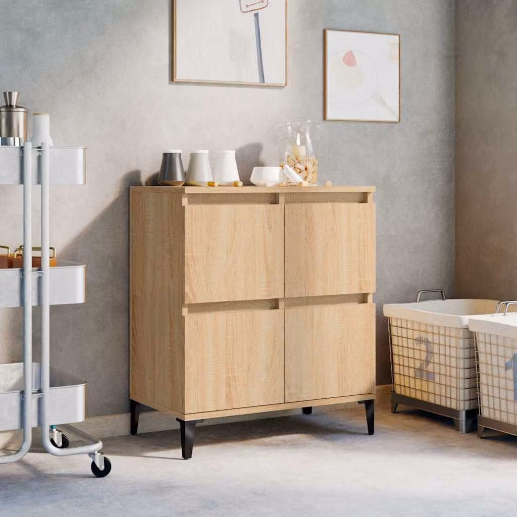 Credenza vidaXL in Rovere Sonoma e Legno Multistrato, Colore Marrone e Beige, L 60 cm x P 35 cm x H 70 cm