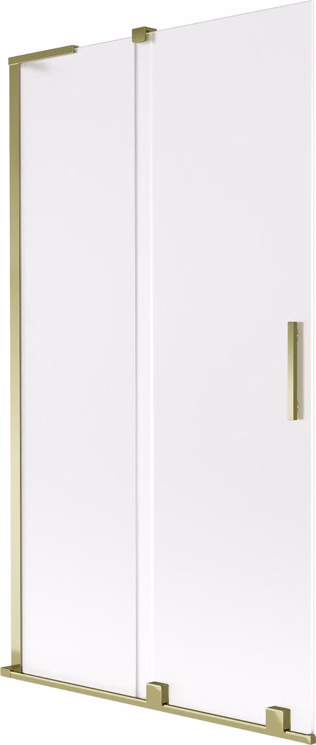 Mexen Velar L paratia per vasca da bagno a 2 ante scorrevoli 100 x 150 cm, smerigliato, oro - 896-100-003-31-50