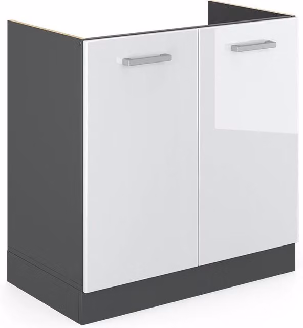 Mobile lavello cucina Vicco R-Line bianco lucido e antracite senza piano di lavoro L: 80 cm – 1