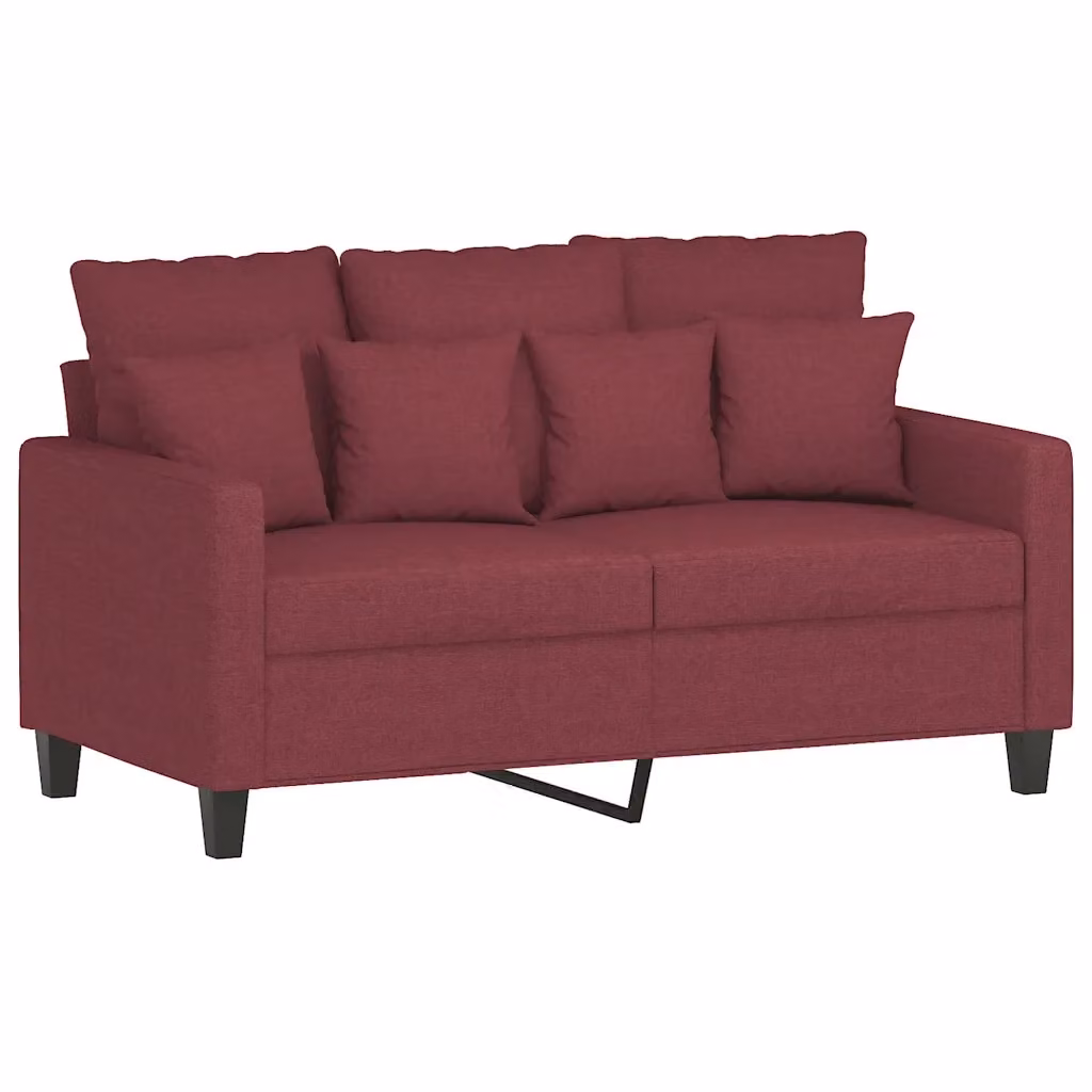 Divano moderno vidaXL in tessuto rosso con struttura in metallo e cuscini inclusi L: 138 cm, P: 77 cm, H: 80 cm – 2