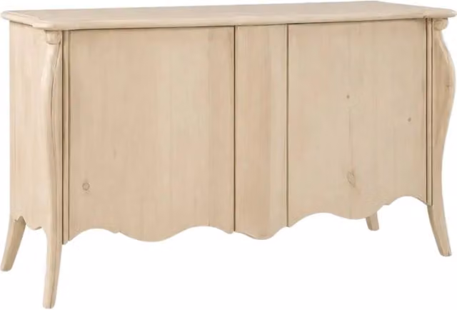 Credenza sagomata Mobili 2G con 2 porte e 1 cassetto estraibile in legno grezzo L: 165 cm, P: 52 cm, H: 88 cm – 4