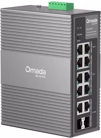 Switch di rete gestito TP-Link Omada IES210GPP Gigabit Ethernet con supporto PoE, guida DIN, grigio