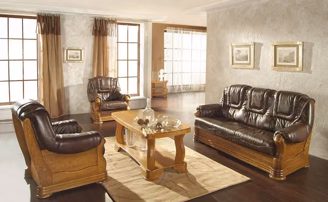 Wohnzimmer Ledercouch Sofagarnitur Set 3+2 Sitzer Sofa Couch Sitz Polster