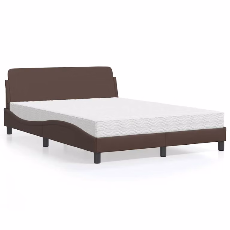 Letto con Materasso Dover vidaXL in Similpelle Marrone L/P/H: 140 x 190 cm