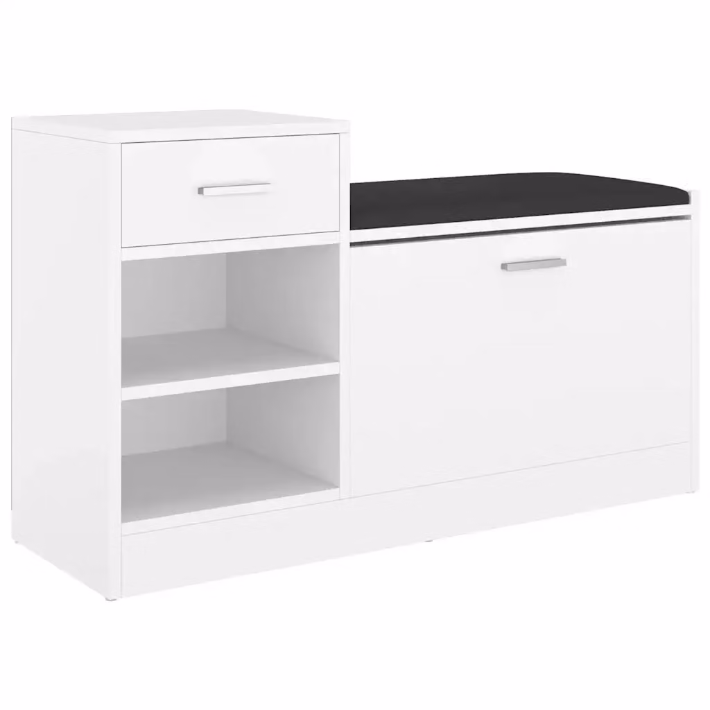 vidaXL Panca Porta Scarpe Bianca in Legno e MDF L: 94,5 cm, P: 31 cm, H: 57 cm – 2
