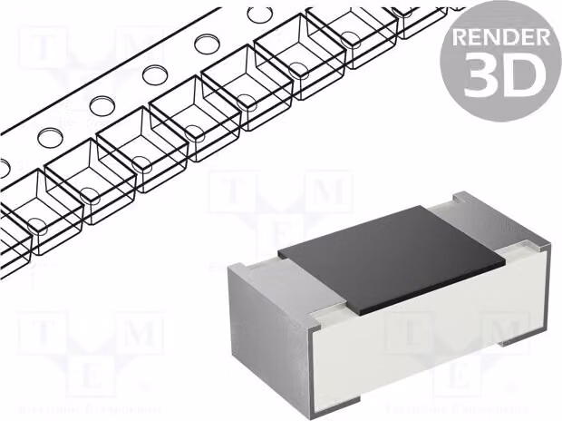 Resistenza: film spesso 0402, tolleranza 1%, 1,6 kΩ, potenza 63 mW, montaggio superficiale (SMD), temperatura di esercizio -55 ÷ 155 °C, codice prodotto RC0402FR-071K6L