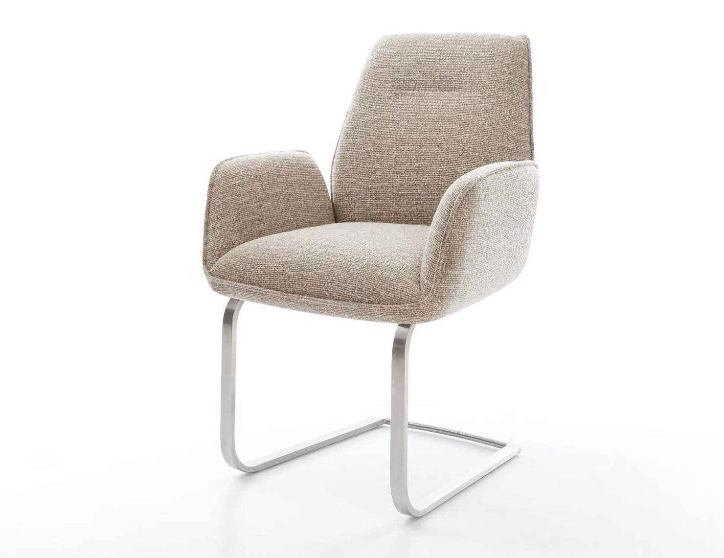 Sedia a sbalzo DELIFE Tessuto Zoa-Flex Soft Beige Sedia a sbalzo con anima a molle tascabili in acciaio inossidabile