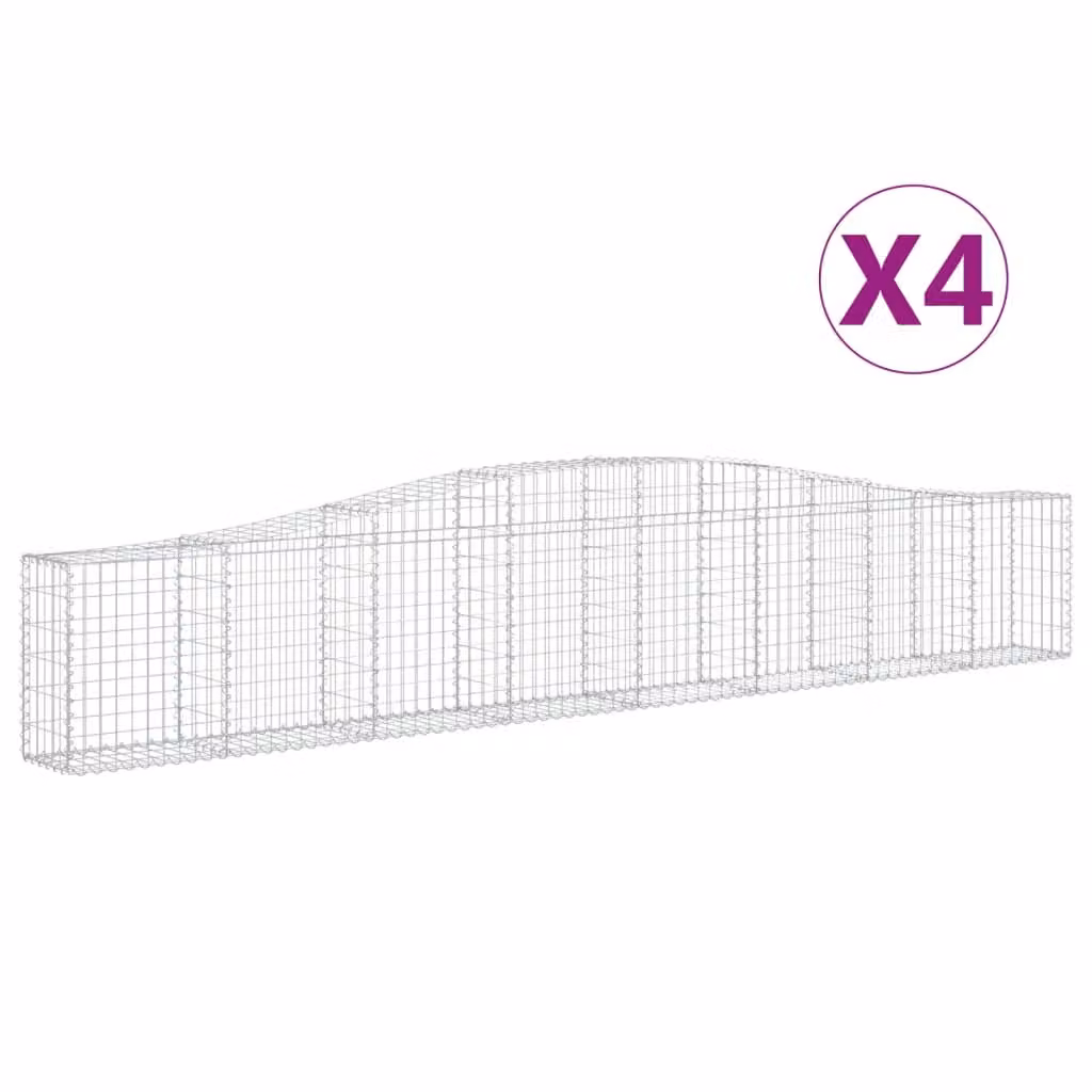 Cesti Gabbioni ad Arco 4 pz 400x30x60/80 cm Ferro Zincato