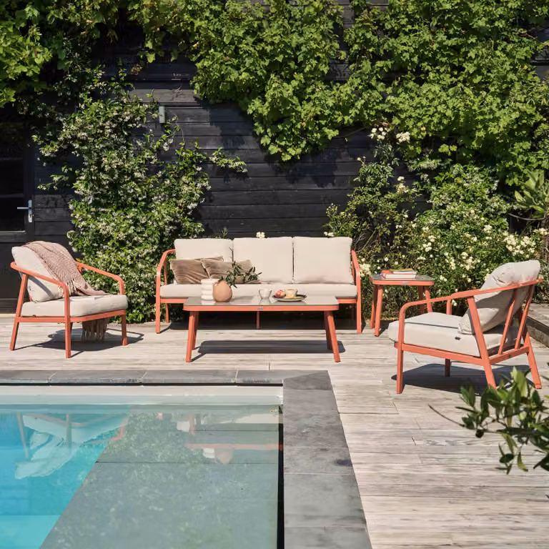 Mobili da giardino 5 posti terracotta - Oviala Pampelonne