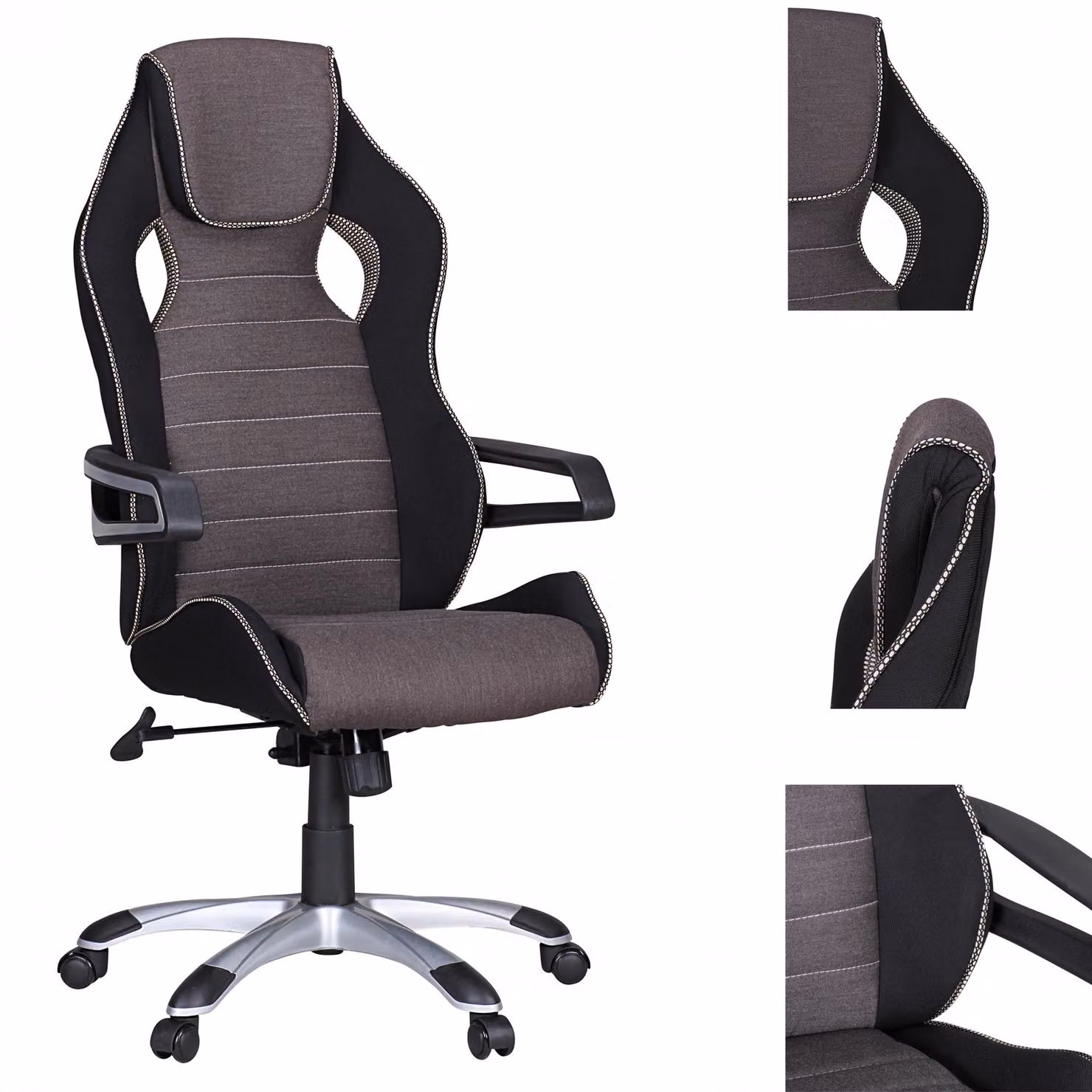 Sedia da ufficio Amstyle VALENTINO grigio sedia direzionale da gioco sedia girevole da corsa 120kg meccanismo sincrono sedia da scrivania da corsa; SPM1.257