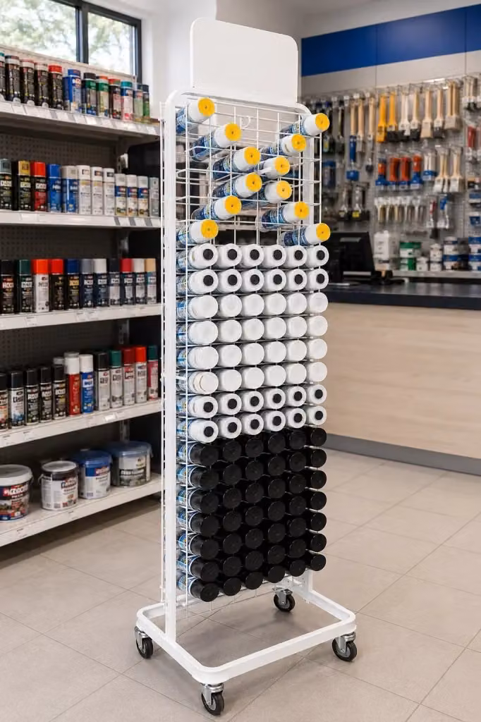 Espositore monofacciale per 132 bombolette Tecnokit in acciaio bianco – 2